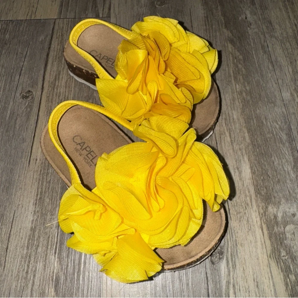 Capelli of New York Yellow Floral Kids Sandals